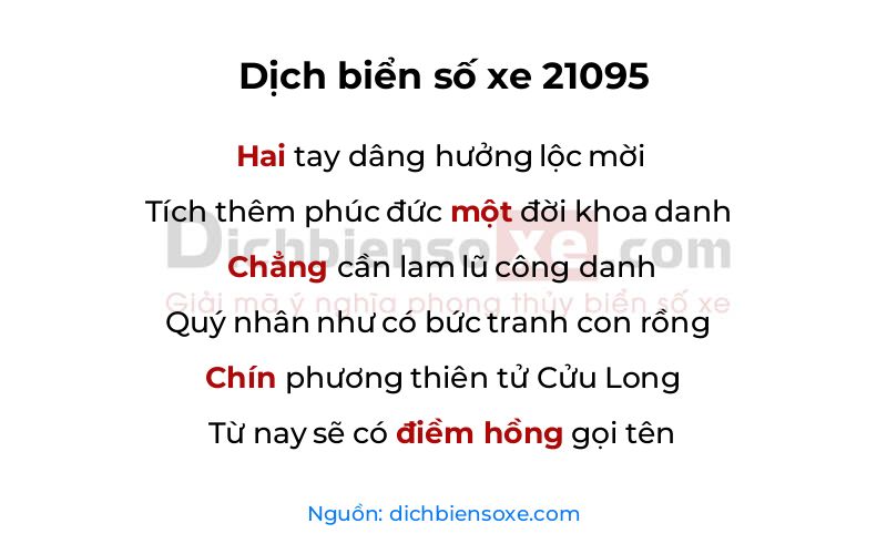 Dịch thơ biển số 21095