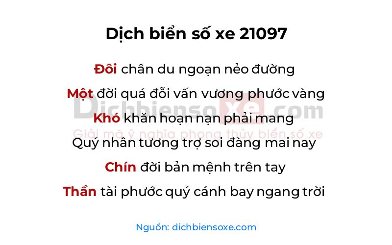 Dịch thơ biển số 21097