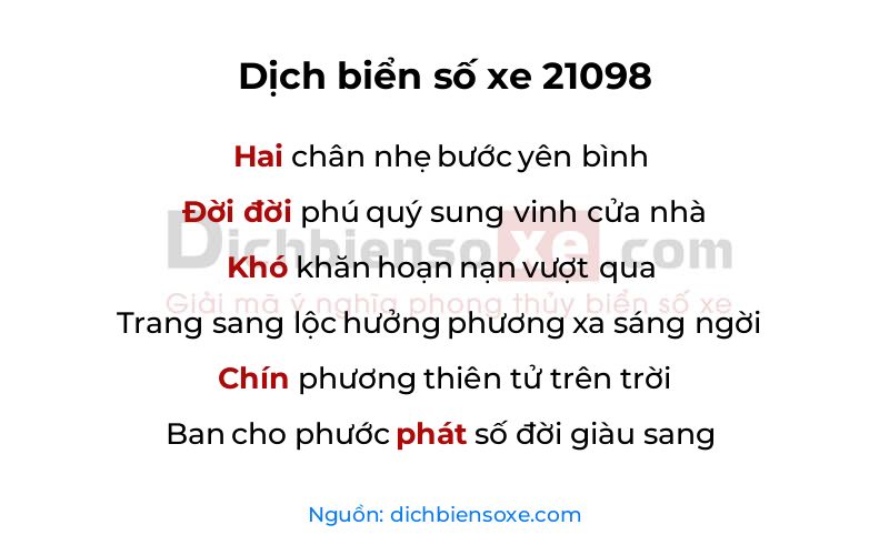 Dịch thơ biển số 21098