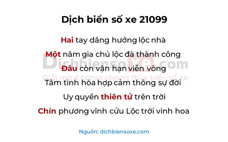 Dịch thơ biển số 21099