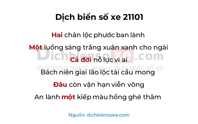 Dịch thơ biển số 21101