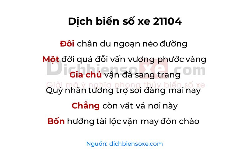 Dịch thơ biển số 21104