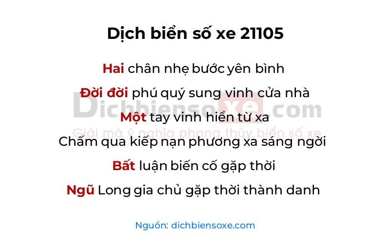 Dịch thơ biển số 21105