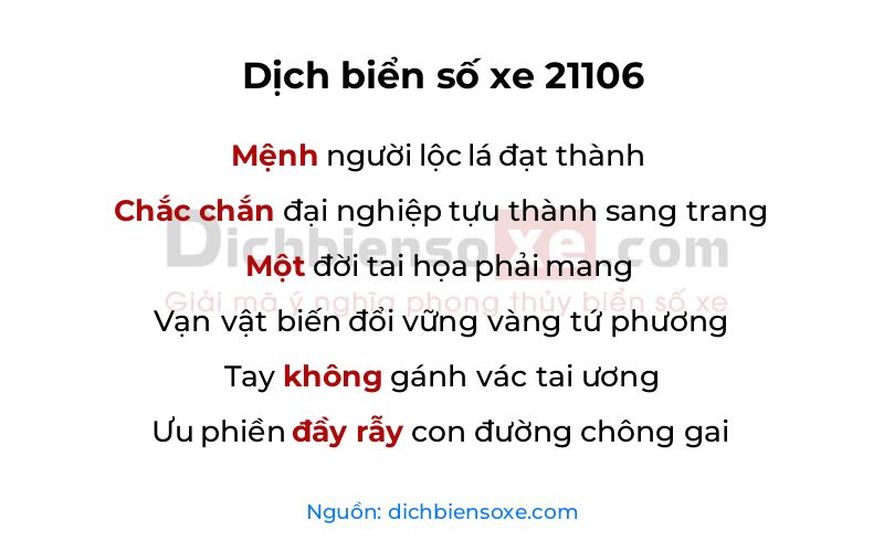 Dịch thơ biển số 21106