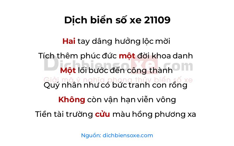 Dịch thơ biển số 21109
