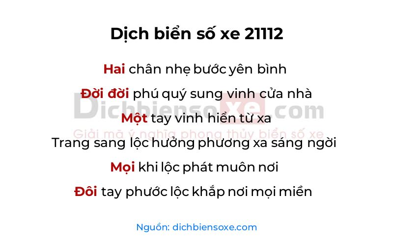 Dịch thơ biển số 21112