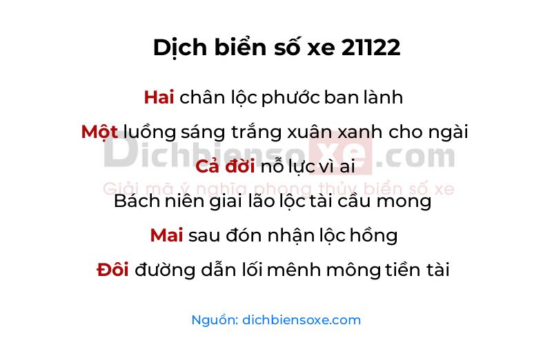 Dịch thơ biển số 21122
