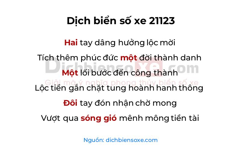 Dịch thơ biển số 21123