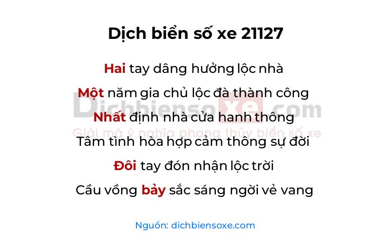 Dịch thơ biển số 21127