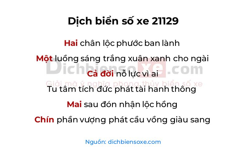 Dịch thơ biển số 21129