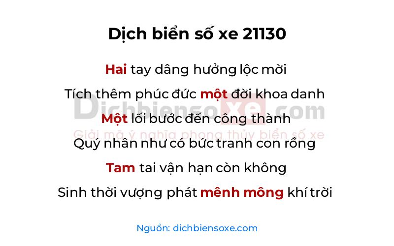Dịch thơ biển số 21130