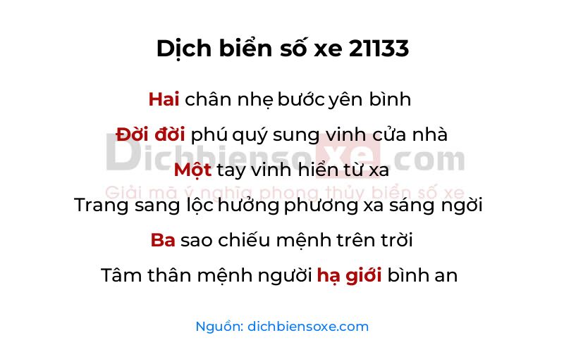 Dịch thơ biển số 21133