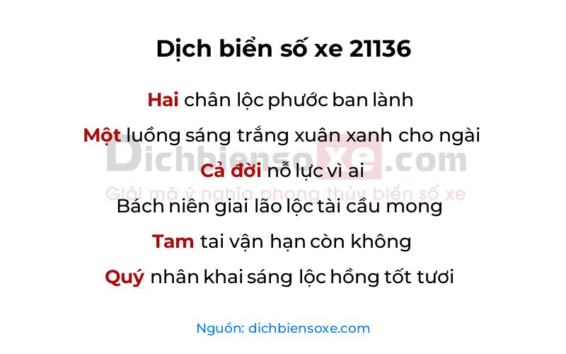 Dịch thơ biển số 21136
