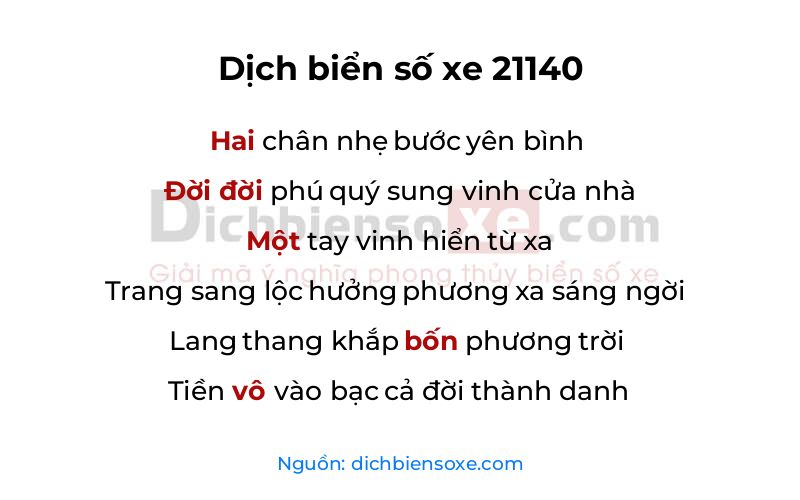 Dịch thơ biển số 21140