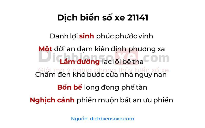 Dịch thơ biển số 21141