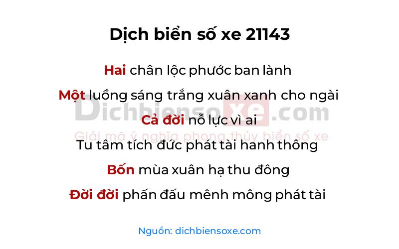 Dịch thơ biển số 21143
