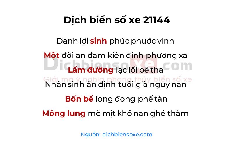 Dịch thơ biển số 21144