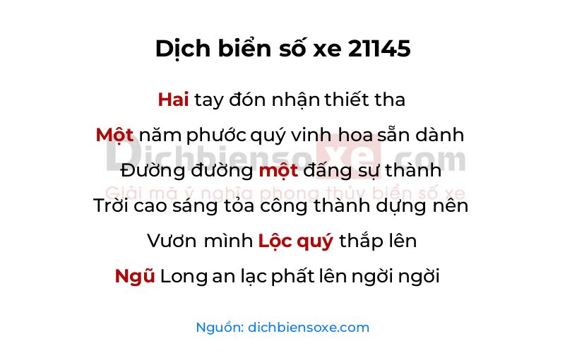Dịch thơ biển số 21145