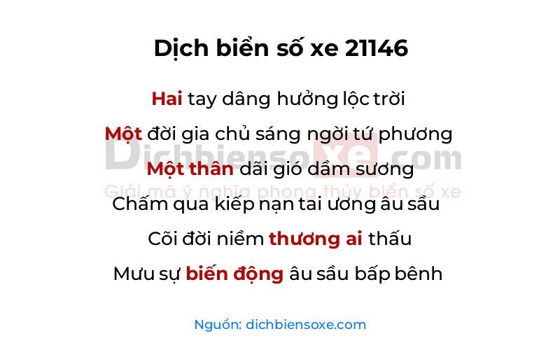 Dịch thơ biển số 21146