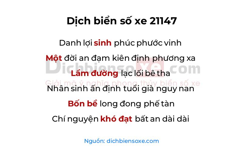 Dịch thơ biển số 21147