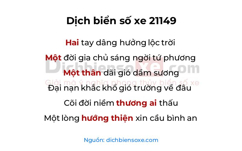Dịch thơ biển số 21149