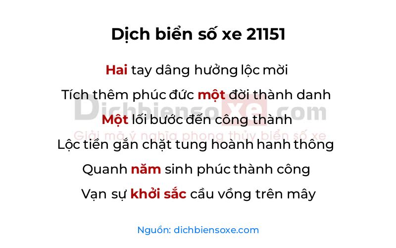 Dịch thơ biển số 21151