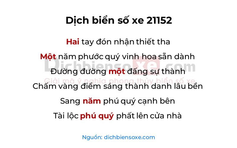 Dịch thơ biển số 21152