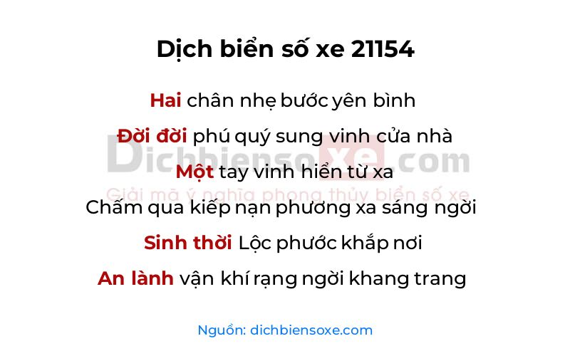 Dịch thơ biển số 21154