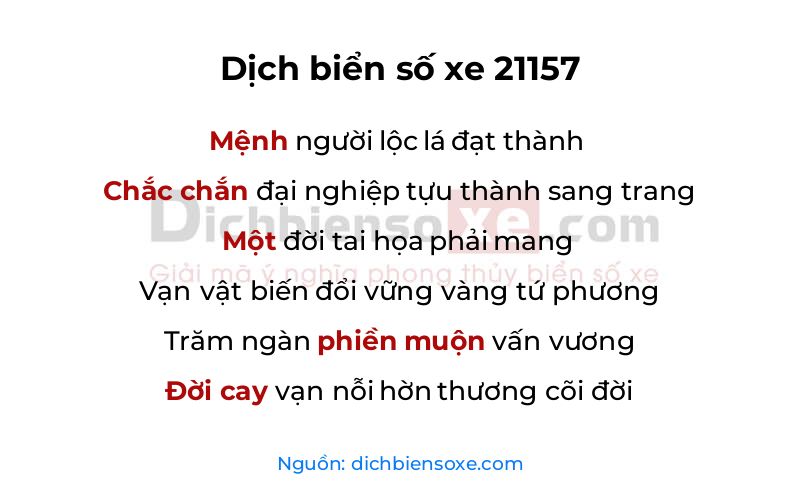 Dịch thơ biển số 21157