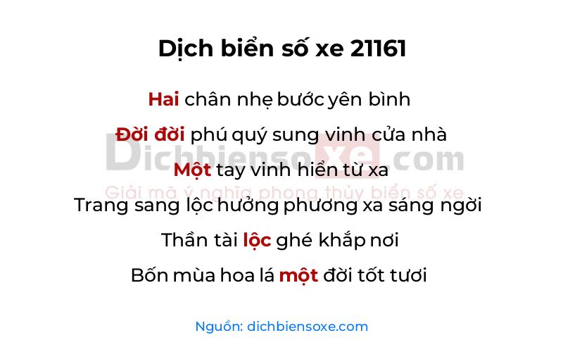 Dịch thơ biển số 21161