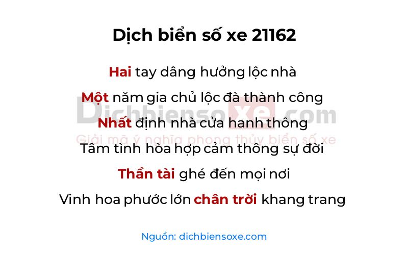 Dịch thơ biển số 21162