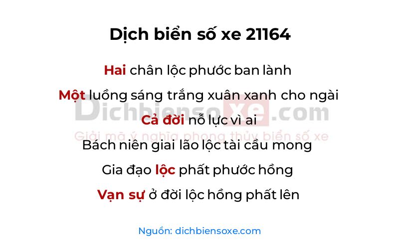 Dịch thơ biển số 21164