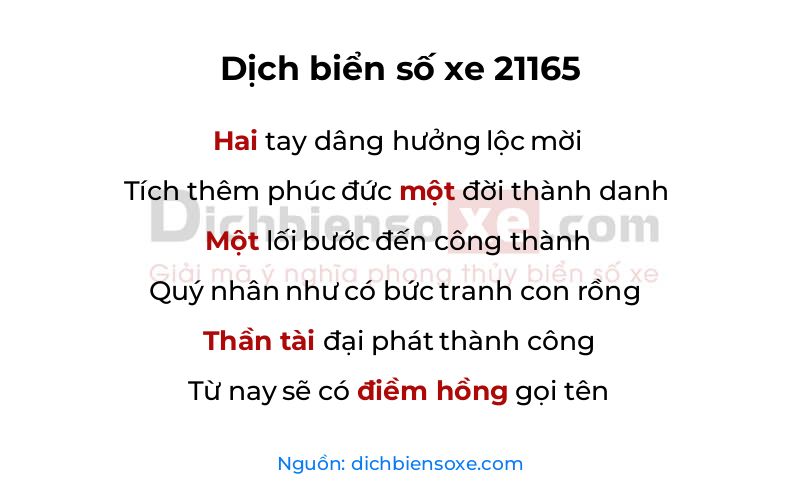 Dịch thơ biển số 21165