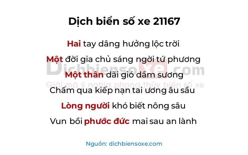 Dịch thơ biển số 21167