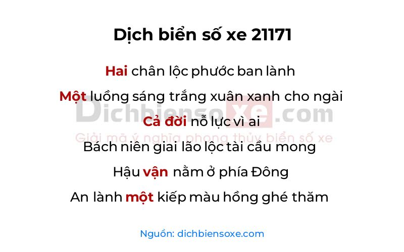 Dịch thơ biển số 21171