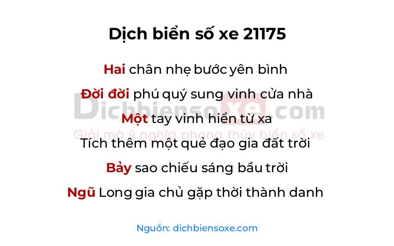 Dịch thơ biển số 21175