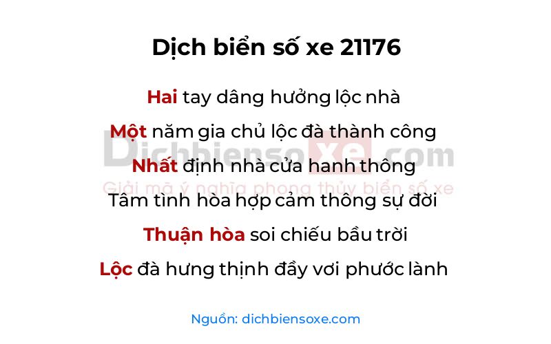 Dịch thơ biển số 21176