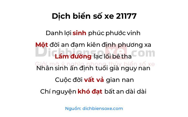 Dịch thơ biển số 21177