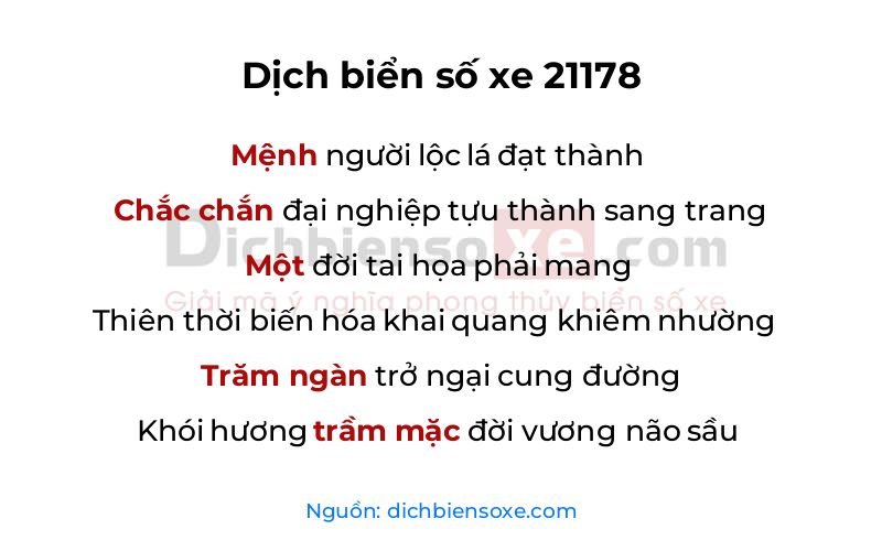 Dịch thơ biển số 21178