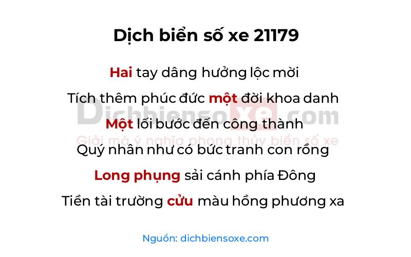 Dịch thơ biển số 21179