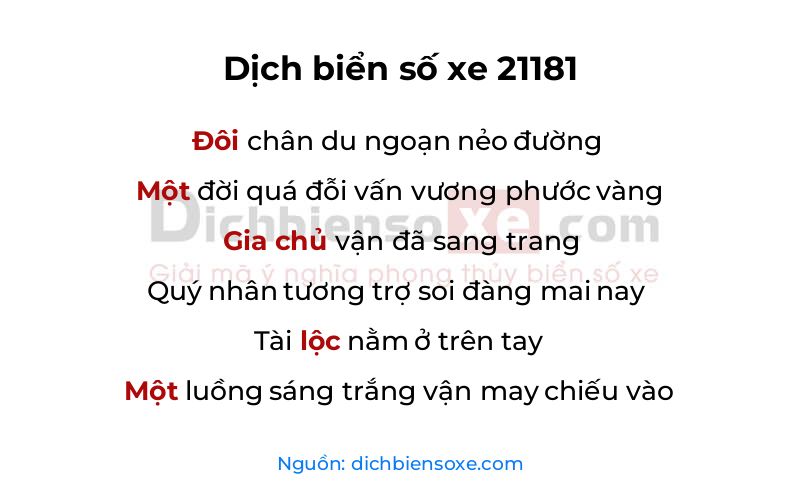 Dịch thơ biển số 21181