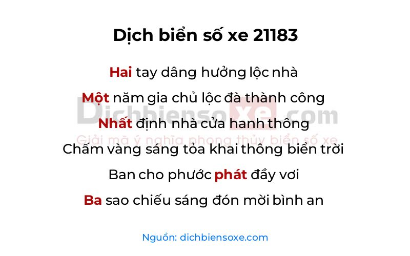 Dịch thơ biển số 21183