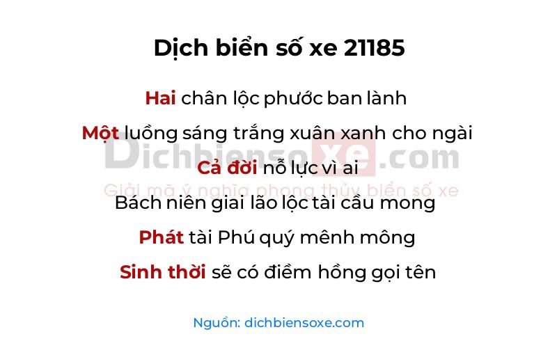 Dịch thơ biển số 21185