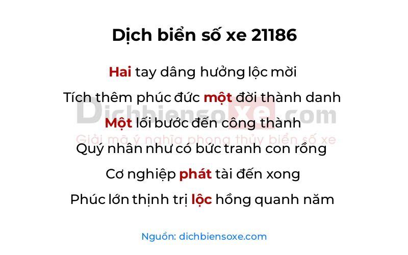 Dịch thơ biển số 21186