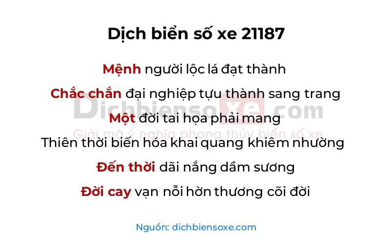 Dịch thơ biển số 21187