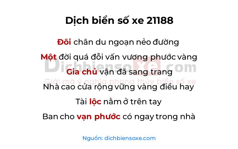 Dịch thơ biển số 21188