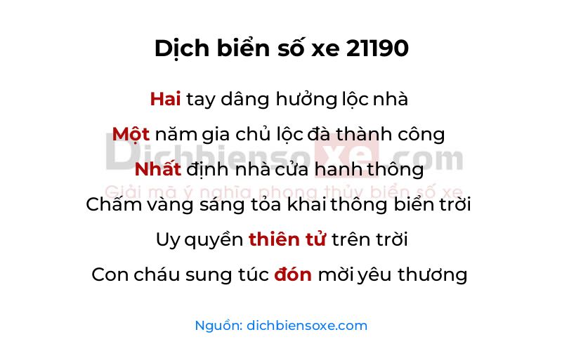 Dịch thơ biển số 21190