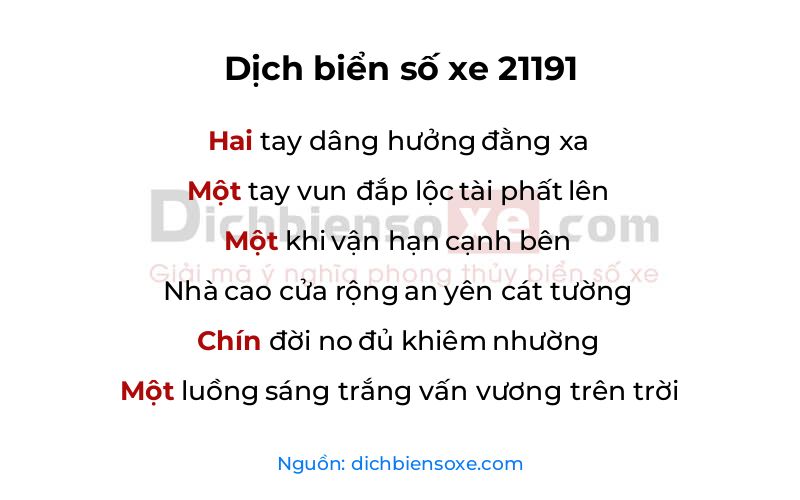 Dịch thơ biển số 21191