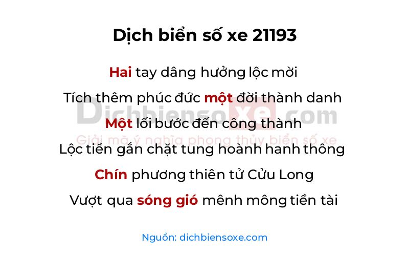 Dịch thơ biển số 21193