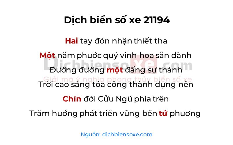 Dịch thơ biển số 21194